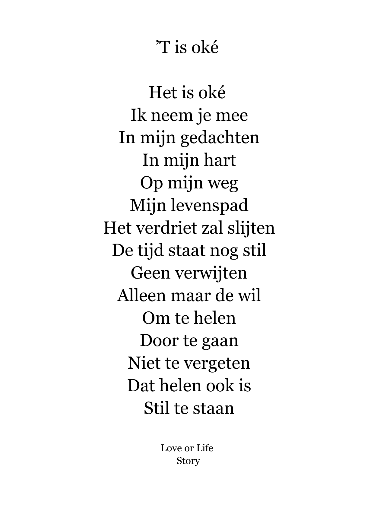 Gedichtenkaart Verlies – Love or Life Story | Format Oost
