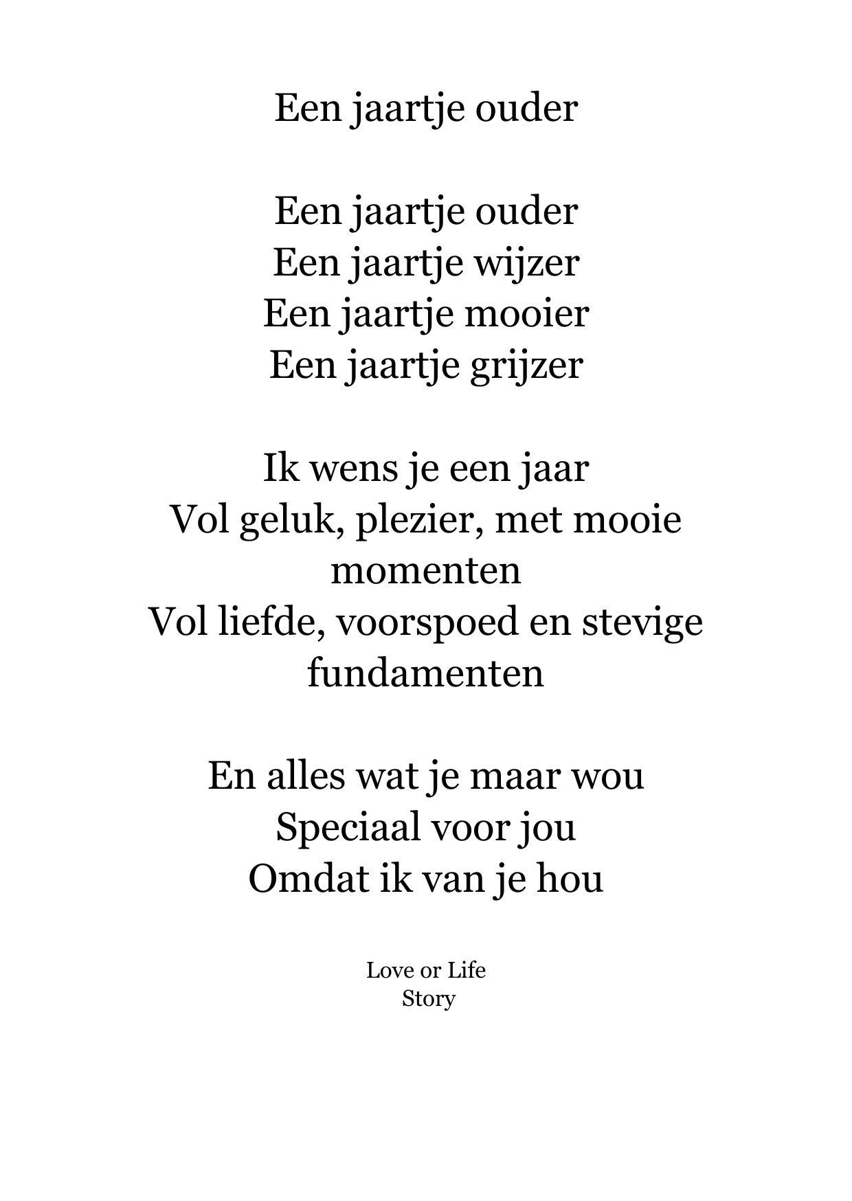 Gedichtenkaart Verjaardag – Love or Life Story | Format Oost