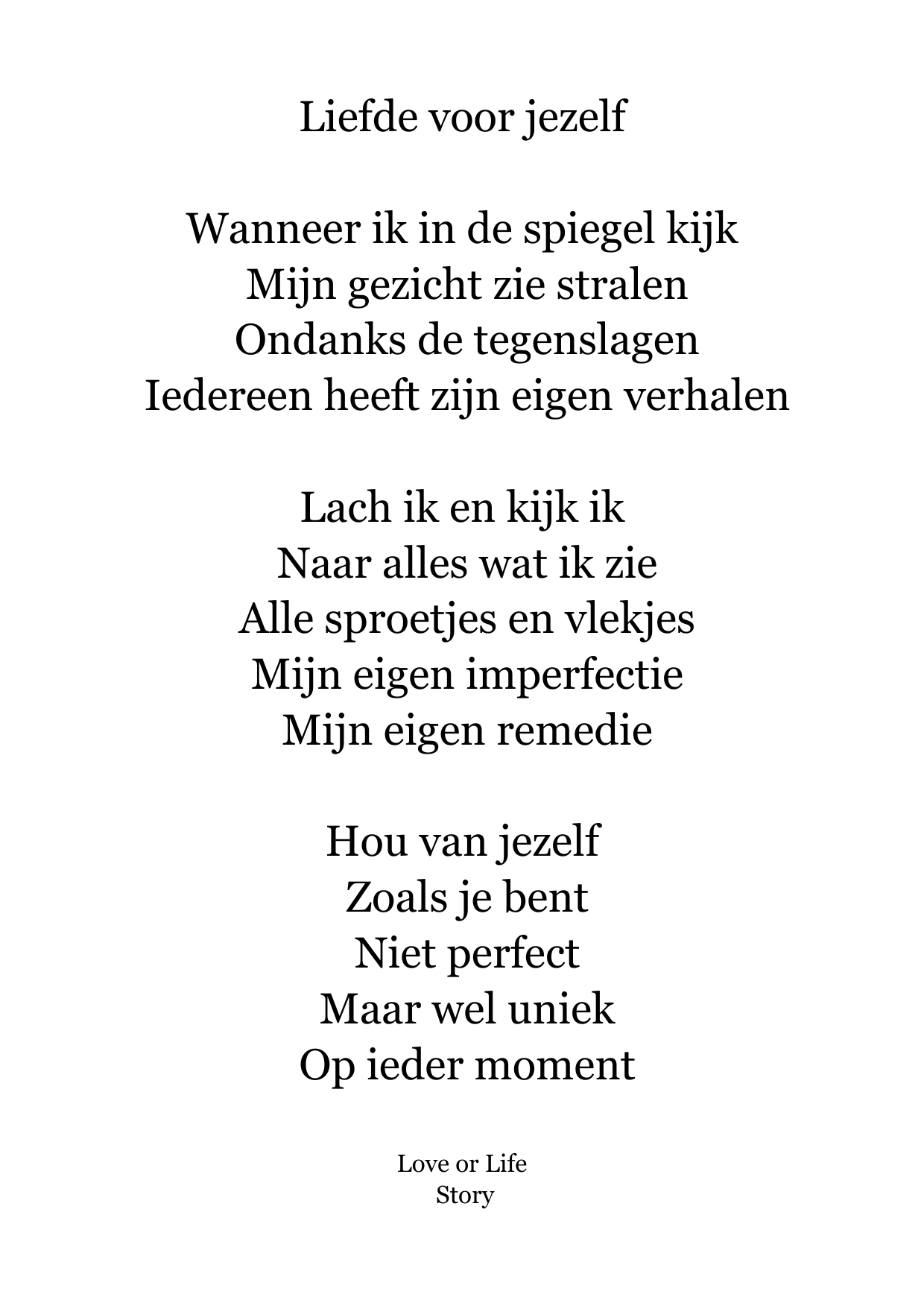 Gedichtenkaart Zelfliefde – Love or Life Story | Format Oost