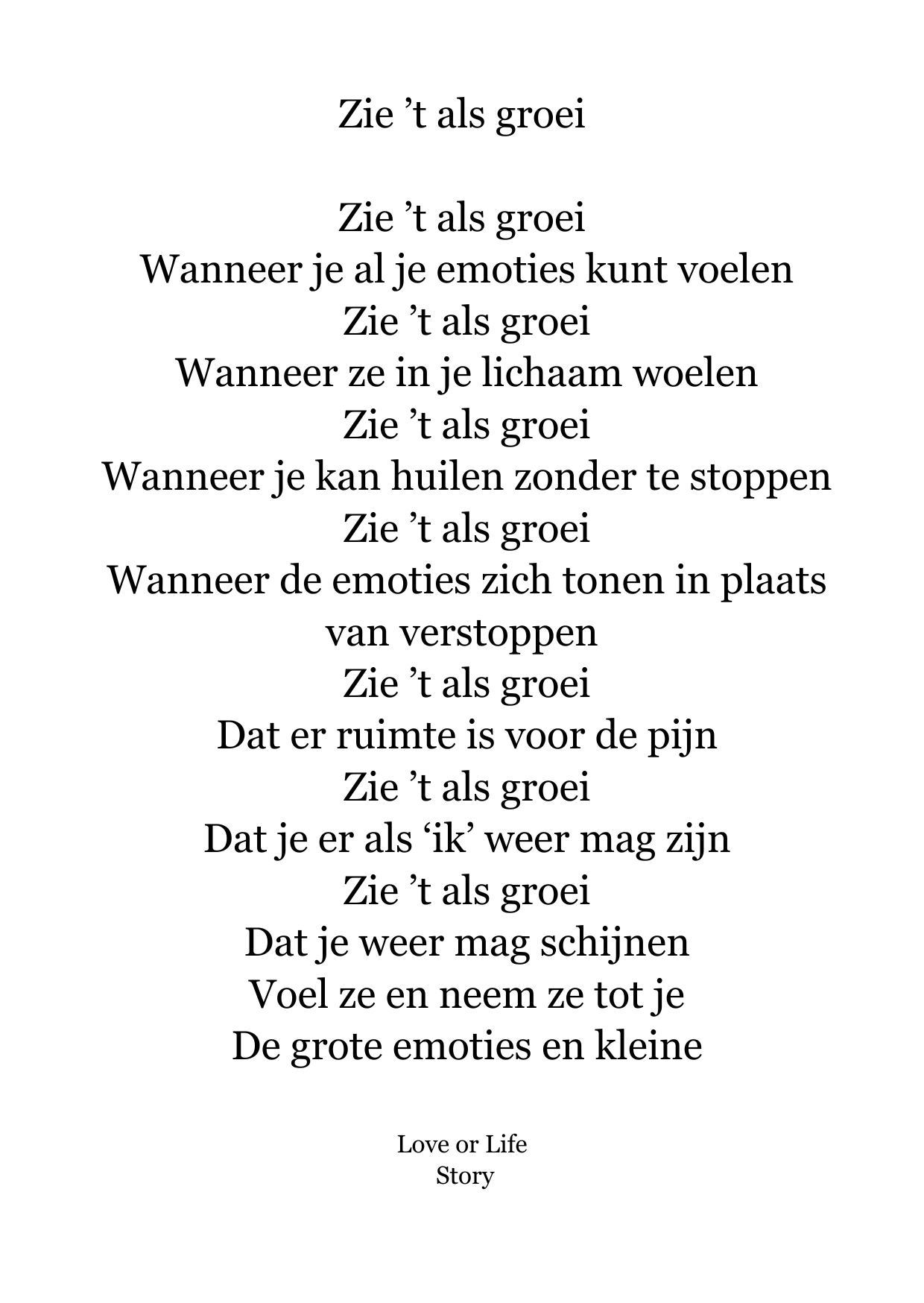 Gedichtenkaart Zelfliefde – Love or Life Story | Format Oost