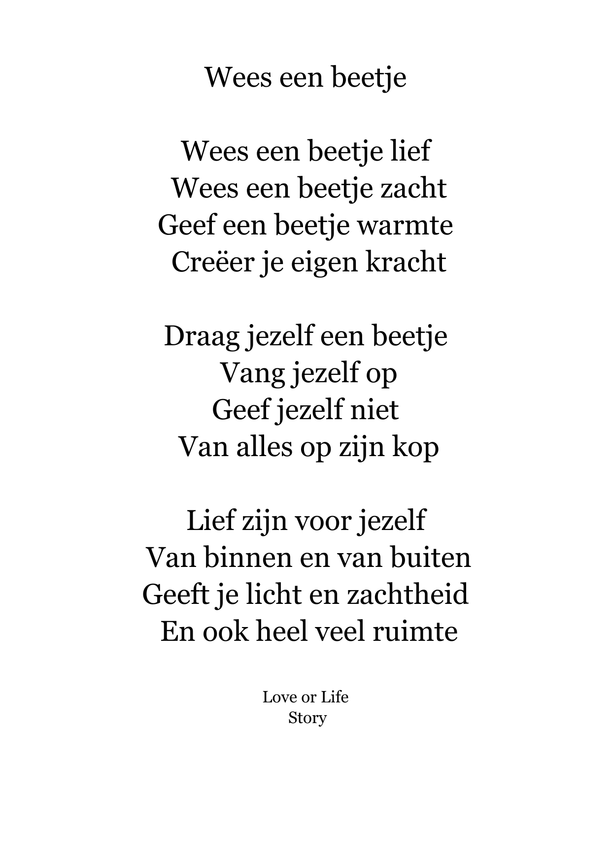 Gedichtenkaart Zelfliefde – Love or Life Story | Format Oost