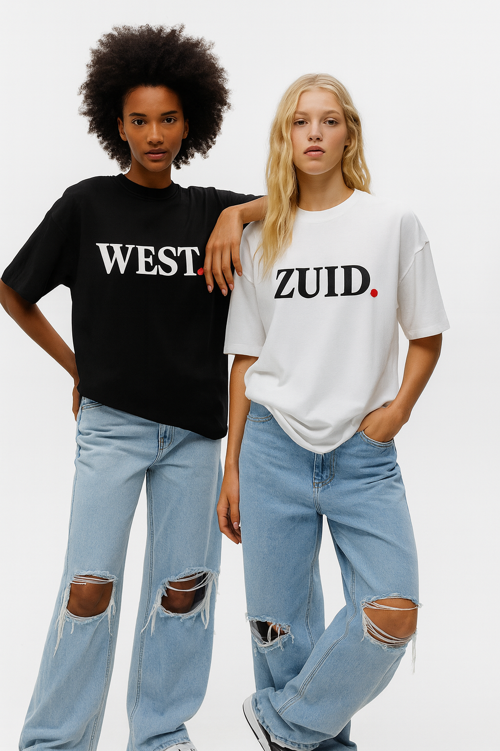 T-shirt NOORD wit zwart  Minimalistische Streetwear met Betekenis