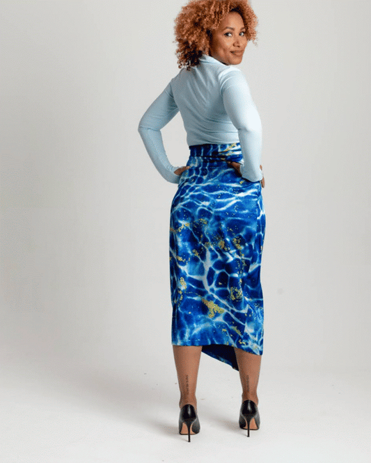 Satin Wikkelrok Blauw| Duurzaamheid met Natuurlijke Schoonheid BNE